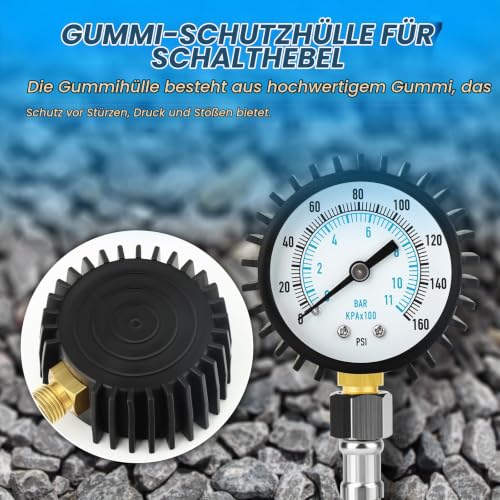 0-11 Bar/0-160 Psi Water Pressure Gauge, 2 Inch Dial Stainless Steel Water Supply Pressure Tester with Hose Connector, Plumbing Tool for Home and Garden Irrigation Systems 0-11 Bar 2"(with Hose) Lower Mount