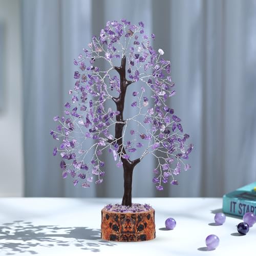 PYOR Amethyst Crystal, Artificial Tree, Crystals And Stones, Desk Decorations For Women Office, Feng Shui Decor, Meditation Crystals, Housewarming Gifts, Spiritual Gifts For Women Amethyst-sw