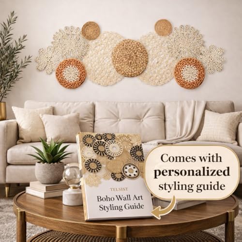11-Piece (Vivid) Boho Wall Basket Decor – Handmade Woven Wall Baskets, Bohemian Farmhouse Wall Art, Rustic Hanging Basket Set for Living Room, Bedroom & Kitchen summer decoration vivid