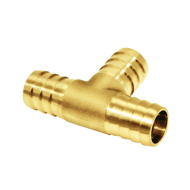 Joywayus 2Pcs 5/8" Hose Barb, Tee T 3 way Union Fitting Intersection/Split Brass Water/Fuel/Air  Tee-5/8-2PCS