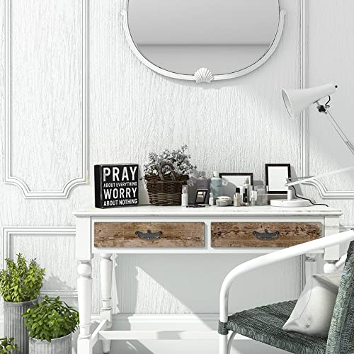 Jetec Christian Desk Decor Pray About Everything Worry About Nothing,Black Black