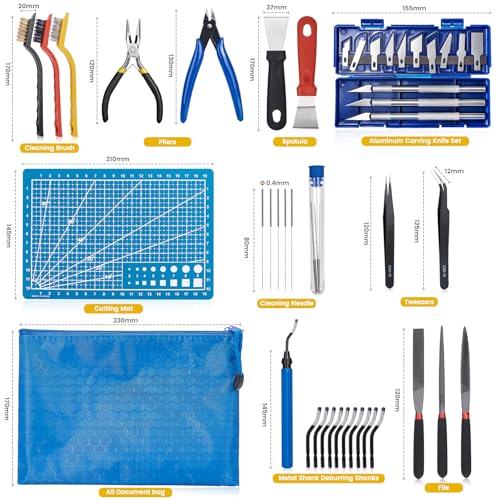 3D Printer Tool Kit 43Pcs, All-in-One 3D Printer Maintenance Tool Kit with Deburring Tool, Cleaning Needles, Files, Pliers and Scrapers, Professional 3D Printing Accessories