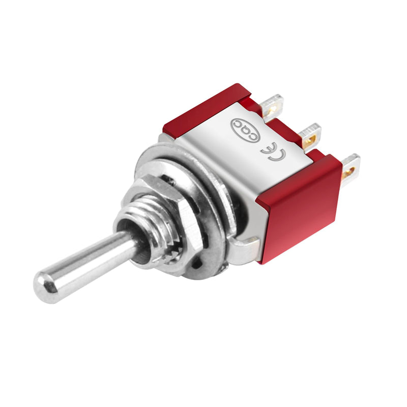 Heschen Miniature Toggle Switch MTS-123 1-Pin (On) Off(On) Button, 2A 250VAC / 5A 120VAC, Small Push Switch with Spring Reset and 3 Ports for Model Railway & DIY Electronics, Pack of 5 3 Pins (Ein)-Aus-(Ein) tastend