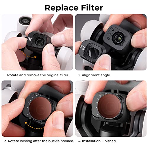 K&F Concept Mini 3/ Mini 3 Pro Variable ND Lens Filters Kit ND2-32+ND32-512(2 Pcs), Variable ND Filters 1-5 Stops + 5-9 Stops Compatible with DJI Mini 3/ Mini 3 Pro ND2-32 & ND32-512