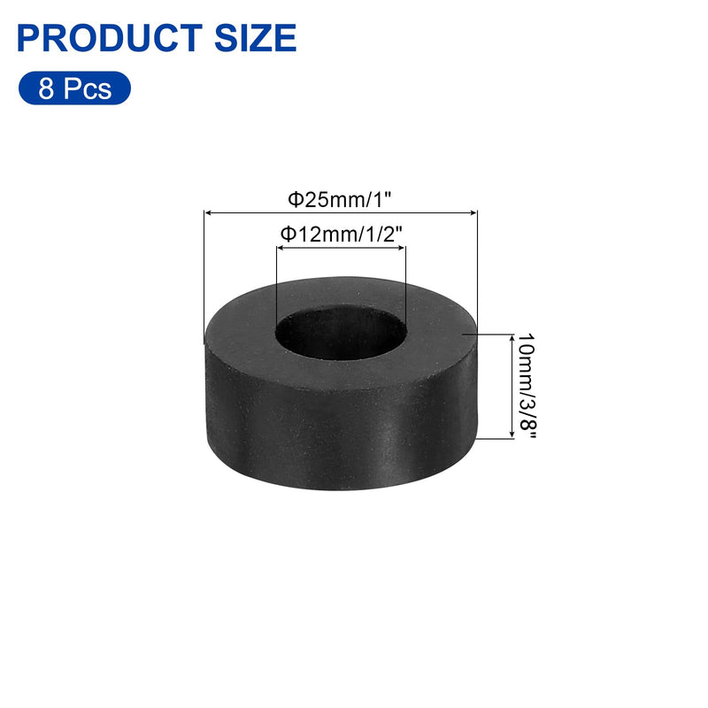[Australia - AusPower] - uxcell 8Pcs 1" OD x 1/2" ID x 3/8" Thick Round Rubber Washers Flat Rubber Spacer Bushing for Home Appliances Cars Boat Accessories 1" OD x 1/2" ID x 3/8" Thickness 8 