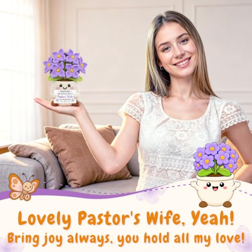 Pastor's Wife Appreciation Gifts, Cute Crochet Doll Hydrangea Potted Plant Pastor's Wife