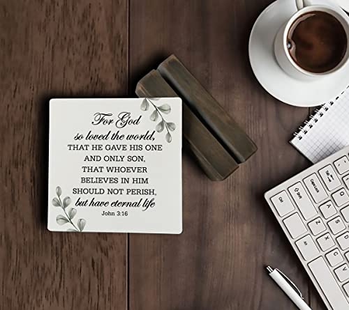 Christian Quote Wood Sign, John 3:16 - For God So Loved The World, Wooden Stand, Meaningful Gift, Bible Verse Home Decor