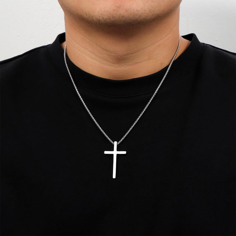 Faith Cross Pendant Necklace for Men Religious Christian Jewelry Gifts for Son 22 Inches