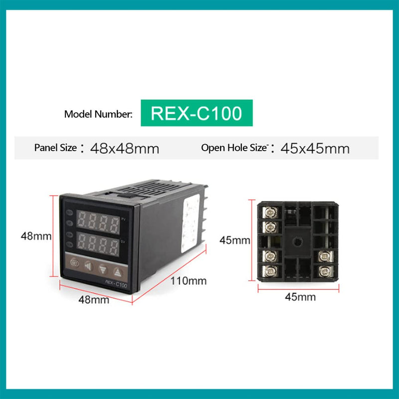 [Australia - AusPower] - REX-C100 PID Temperature Controller Kit with SSR and Thermocouple Digital Thermostat Controller 0‑400℃+ 25A SSR + 1m M6 K Type Thermocouple for Industrial Oven 