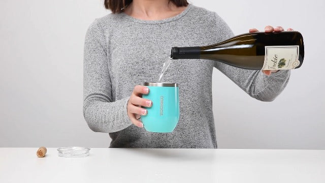Corkcicle Stemless Wine Tumbler with Lid, 12 oz, Oat Milk