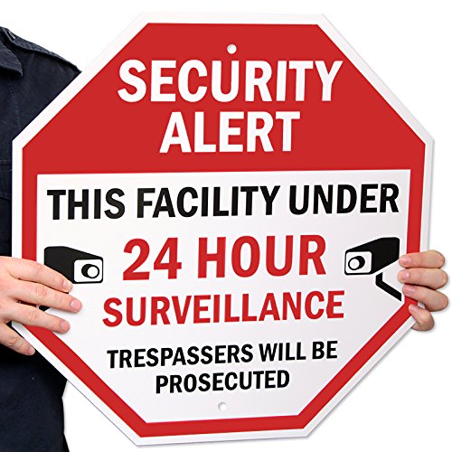 SmartSign "Security Alert - Facility Under 24 Hours Surveillance" Sign | 18" x 18" 3M High Intensity Grade Reflective Aluminum