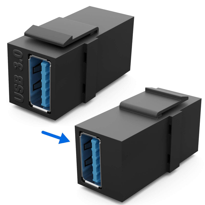 HB-DIGITAL Keystone Module with USB 3.0 Female | Multimedia Keystone for Patch Panel, Network Socket, Connector, Adapter, Coupling, Plug & Play, Black