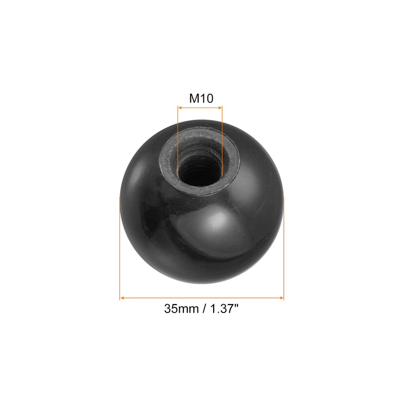 [Australia - AusPower] - uxcell 12Pcs Threaded Ball Knobs, M10 Female Thread Thermoset Ball Knob 1.37'' Dia Black Round Operation Ball Handles Embedded Threaded Knob for Machine Handle Tool Replacement M10x1.37'' 