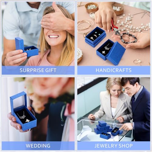 Blue Batiyeer jewelry gift boxes in a bulk pack, 36 pieces, measuring 3.2 x 2 x 1.2 inches, ideal for jewelry storage and gifting.
