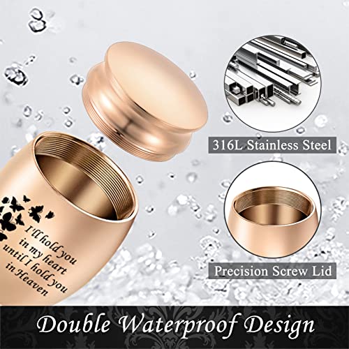 1.6“ Small Cremation Urn for Human Ashes Mini Ashes Keepsake Urn Stainless Steel Butterfly Cremation Case - I'll Hold You in My Heart Until I Hold You in Heaven Rose Gold
