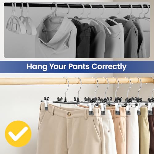 Pants Hangers with Clips Skirt Hangers for Women 20 Pack, Space Saving 14Inch Adjustable Hanger Heavy Duty Non-Slip for Trousers, Jeans, Clothes, Shorts (Black, 20Pack) 20pack-black 14 inch