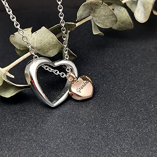 YSAHan Double Heart Urn Necklace for Daughter Ash Holder Keepsake Cremation Memorial Stainless Steel Jewelry