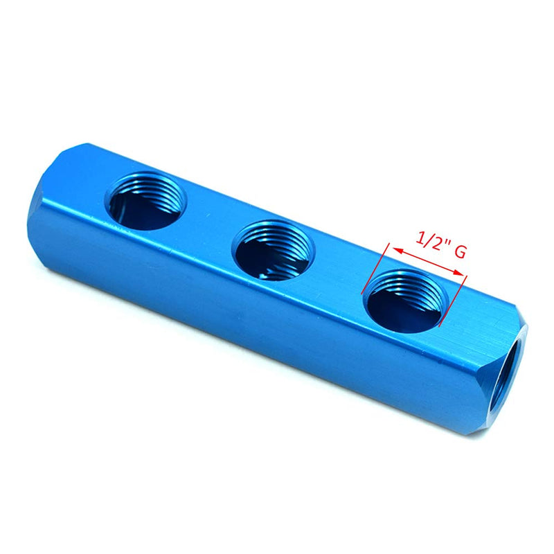 [Australia - AusPower] - 1/2" 3 Ways 6 Ports Air Hose Inline Manifold Block Splitter, Pneumatic Air Compressor Manifold Fitting - Pack of 1 1/2" BSPT, 1Pcs 