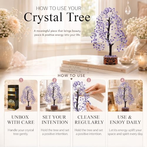 Amethyst Tree - Crystal Tree - Purple Crystal - Gemstone - Feng Shui Money Tree - Crystal Tree of Life - Crystal Bonsai Tree - Spiritual Tree - Crystal Decor - Chakra Tree - Good Luck Charm 10 Inch Amethyst Silver Wire