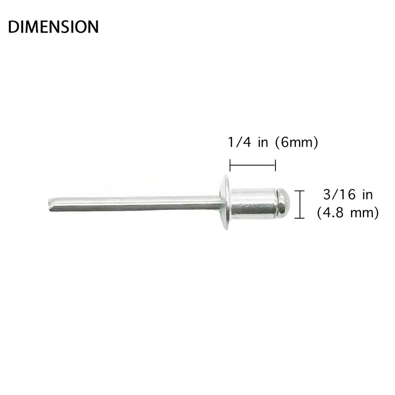 [Australia - AusPower] - 100 Pcs 3/16" x1/4" Aluminum Blind Rivets, 4.8 x 6mm Pop Rivets 3/16" x1/4" Silver 