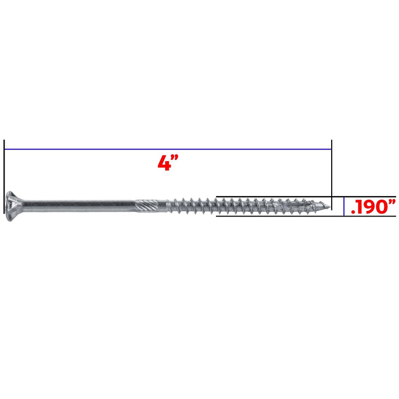 #10 x 4 Silver Star Stainless Steel Wood Screw Torx/Star Drive Head - Grade 305 Stainless Steel Torx/Star Drive Wood Screws - (1 Pound - 56 Approx. Screw Count) #10 x 4"1 POUND - 56 Approx. Screws