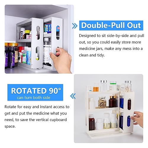Dutiplus Medicine Organizer 2-Tier Extendable & Rotating Shelf for Vitamins Supplements Cosmetics 27cm H x 14cm W x 26cm D (Advanced Gray) Advanced Grey
