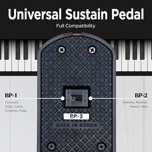 VALDI BP-3 Sustain Pedal - Universal Pedal for Keyboard Piano, Digital Pianos, MIDI Keyboards & Synths - Conversion Switch for All Brands - 1/4'' Jack, Anti-Slip Design, Extended Cable (BLACK) BLACK