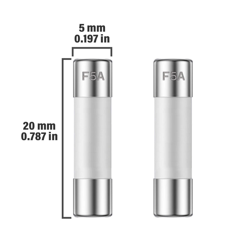 [Australia - AusPower] - 5A 250V 5x20MM Fast Blow Ceramic Fuses 5 Amp 250 Volt 0.2 x 0.78 Inch Fast-Acting Tube Fuse F5AL250V (Pack of 20Pcs) F5A 
