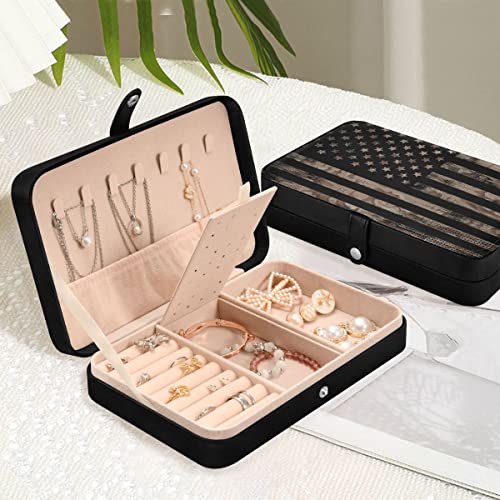 Bolaz Leather Jewelry Box Jewelry Case Storage Box American Us Flag Vintage For Rings Earrings Necklaces pattern 2