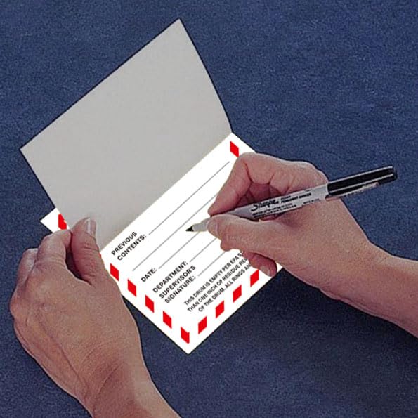 Empty Drum Industrial Labels 6"x6" Adhesive-Poly Vinyl Warning Stickers Self Adhesive White/Black Tag 50 Pack