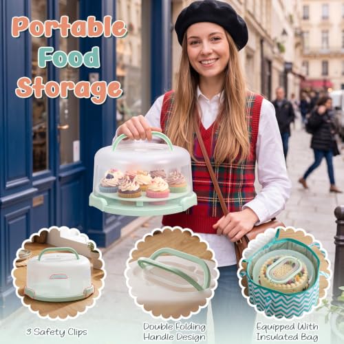 Ferrochef 10-inch cupcake carrier with lid and handle, insulated portable cake carrier for transporting baked goods securely.
