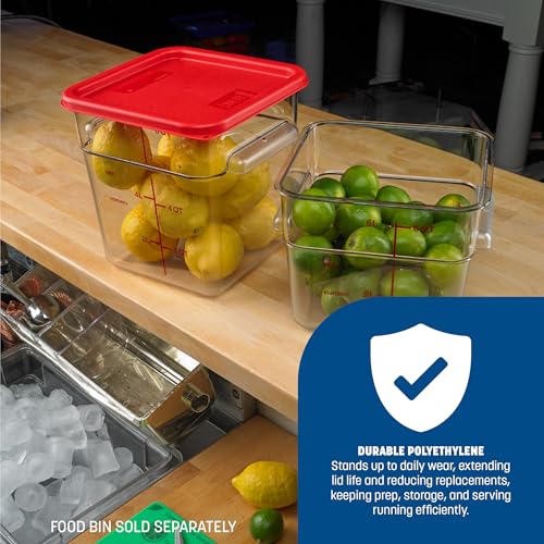 Carlisle FoodService Products Squares Square Food Storage Container Lid with Stackable Design for Catering, Buffets, Restaurants, Proprietary Blend, 6 To 8 Quarts, Red (Pack of 4) For 6-8 Quart Container (Pack of 4)