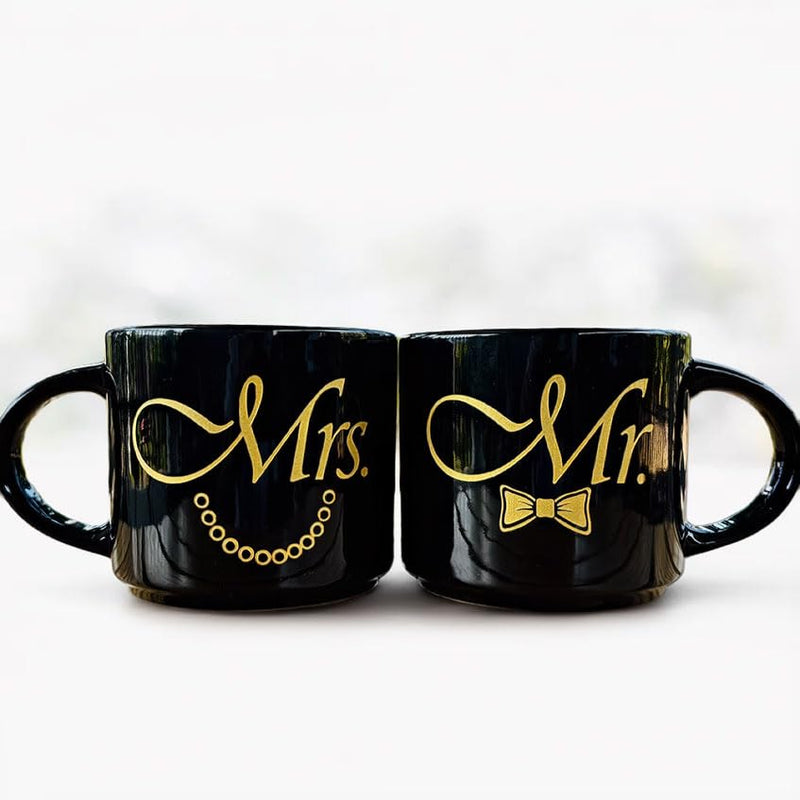 Mr and Mrs Mug Set, Mr Mrs Wedding Gift for Couples, 17 Oz Funny Couple Coffee Mug with Hidden Bottom Design, Newlywed Gift, Bride Groom Present, Anniversary Engagement Gift, His and Hers Mug Mr Mrs Mug