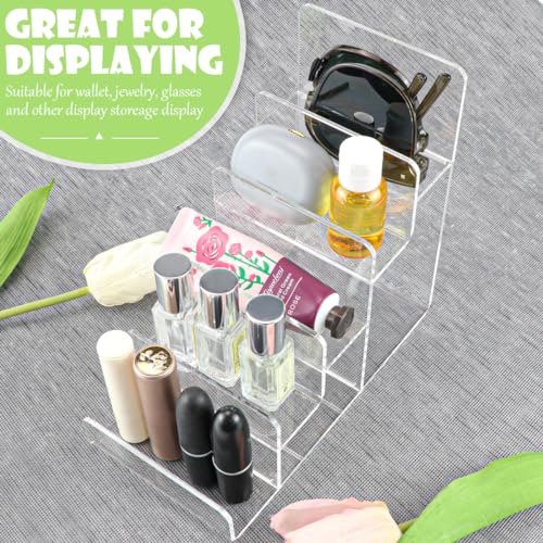 Acrylic Wallet Display Stand Holder 5-Tier Clear Riser Display Shelf Handbag Display Stand Holder Purse Stand Jewelry Display For Phone,Greeting Cards,Business Cards Size 5Tier