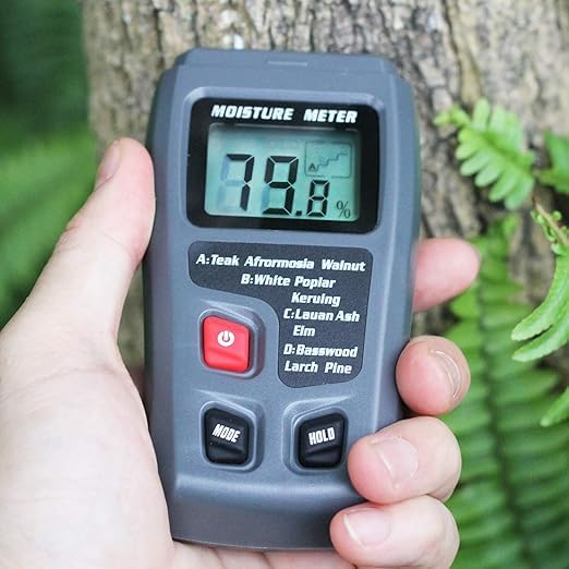 [Australia - AusPower] - BSIDE 2 Pins Wood Moisture Meter Handheld Timber Water Lumber Damp Humidity Firewood Detector Tester Backlit LCD Display Digital Moisture Meter With 4 modes and Data Hold 