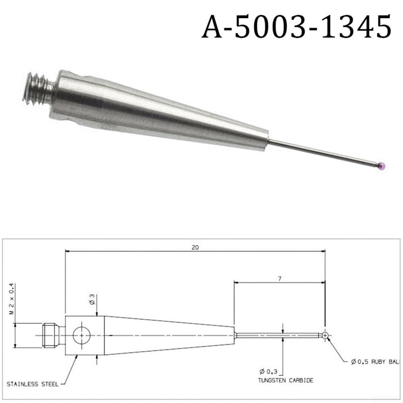 [Australia - AusPower] - M2 CMM Probe, 0.5mm Ball Diameter, Carbide Stem, 20mm Length, A-5003-1345 CMM Test Probes 