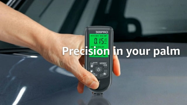 Diydeg HW300PRO paint thickness gauge in black with clear display and 0-2000um coating measurement range