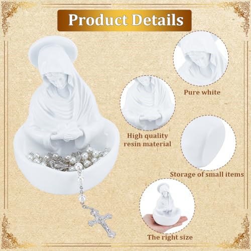 ORIGACH Our Lady of Grace Statue Virgin Mary Keepsake with Rosary Necklace