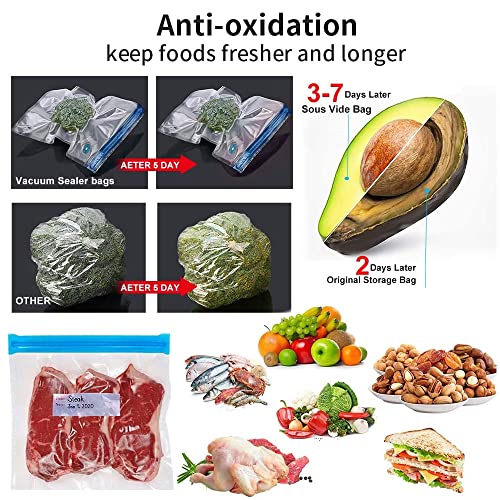 Portable Vacuum Sealer Set, Geliking Food Vacuum Sealer Machine Rechargeable Handheld Vacuum Sealer for Food with 10 Reusable Sous Vide Bags for Food Storage Sous Vide Cooking