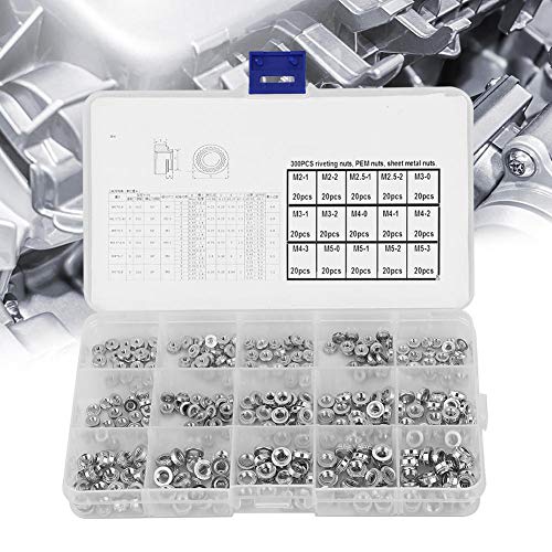 Thincol 300-piece metric self-clinching rivet nut set, M2-M5 pressure riveting nuts for thin metal plates