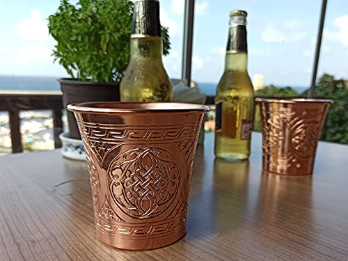 DEDE Copper - CC Series (15 oz) - Handcrafted Super Heavy Weight Drinking Cups or Serving Cold Beverages and Cocktail Mugs, Handmade Unlined Uncoated Pure Solid Copper Tumblers (Engraved) Engraved