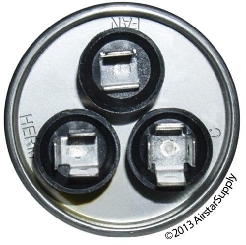 GE - 80 + 5 uF MFD x 370 VAC Genteq Replacement Dual Capacitor Round # C3805R / 27L651