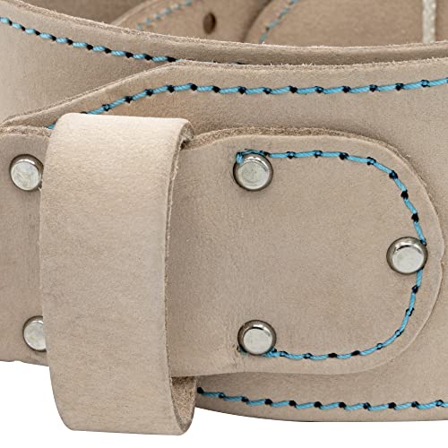 OX Pro white leather tool belt, 3-inch wide, adjustable size 34–44 inches