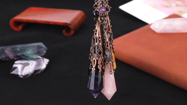 Jovivi Natural Amethyst Crystal 12 Facted Therapy Healing Dowsing Divination Pendulum - Reiki Charged Chakra Balancing Pendant with Chain