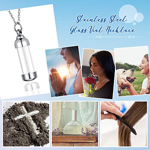 Vial Necklace Glass Vial Pendant Stainless Steel Glass Container Urn Necklace for Ash Openable Memorial Keepsake Cremation Ashes Holder 12