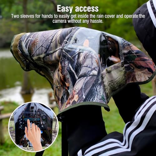 Camera Rain Cover with Openable Viewing Window & Strap Mountable Design,Waterproof Camera Raincoat Sleeve Protector (XXL) XXL