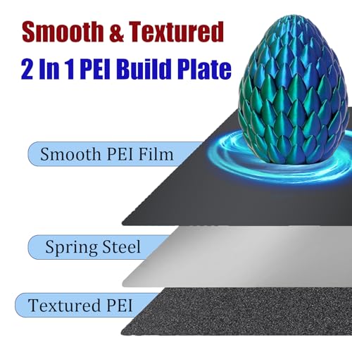 PEI Printing Plate 230 x 230 mm, Smooth & Textured PEI Spring Steel Print Bed PEI Build Plate for Anycubic Cobra 2/Kobra 2 Pro/Kobra 2 Neo 3D Printer Platforms