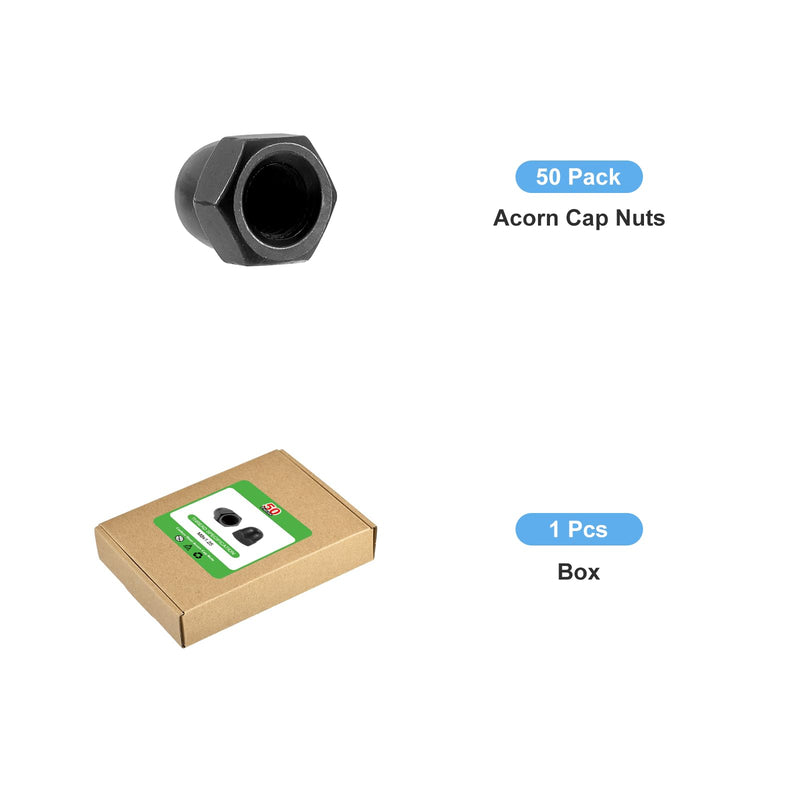 [Australia - AusPower] - uxcell M8x1.25 Acorn Cap Nuts, 50Pcs Carbon Steel Dome Cap Head Acorn Nut Hardware Nuts for Bolt Cover Zinc Plating, Black 50 