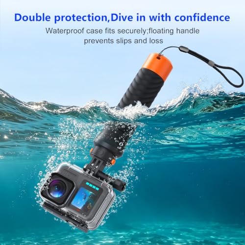 Waterproof Case with Floating Handle Compatible with Hero 9 10 11 12 13, 196FT/60M Underwater Dive Housing for Water Sports hero 9 10 11 12 13F