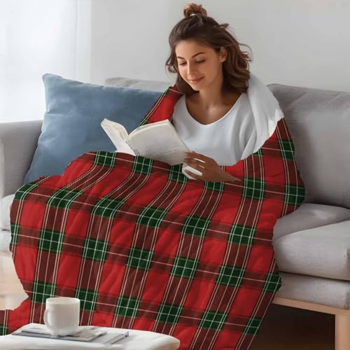 Red & Green Plaid Throw Blanket for Couch Christmas Soft & Fluffy Bed Blanket for Women Lightweight Fleece Blankets Home Decor Gifts for Women and Men 50" x 60" Plaid-YQS06869 50" x 60"